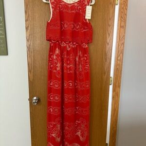 NWT! Anthropologie Erin Fetherson Red Lace Maxi Dress- damaged